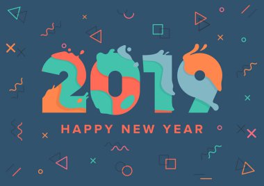 Happy New Year Dekoratif Kutlama tebrik kartı yeni yıl için