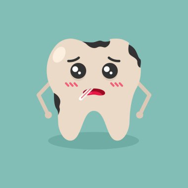 Sevimli Diş Maskot Hasta Delikleri Grip