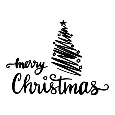 Handdrawn Merry Noel yazı tipografi selamlar kart 