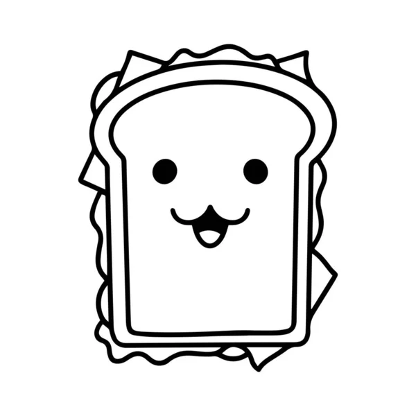 Illustrated Sandwich Smile Fast Food Junk Food Street Food Cute — Stock Vector