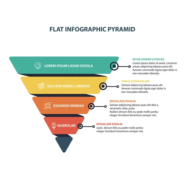 Farbenfrohe Hierarchiepyramide Infografische Elemente Mit Stufen Und Beschreibung Daneben — Stockvektor