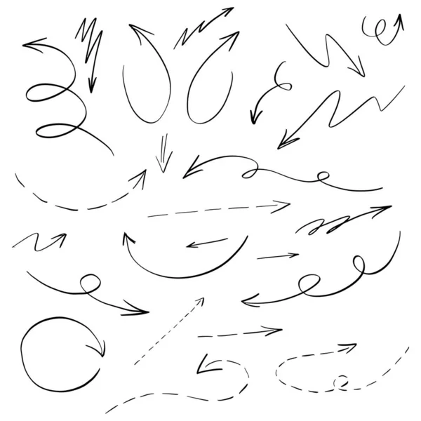 Vektör okları fırçalar ve işaretçileri olan yapılan Doodle tarzı handdrawn kümesi