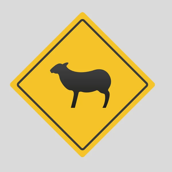 Gefahrenschild Schafe Auf Der Straße Vorsicht Schwarz Gelber Farbe Tier — Stockvektor