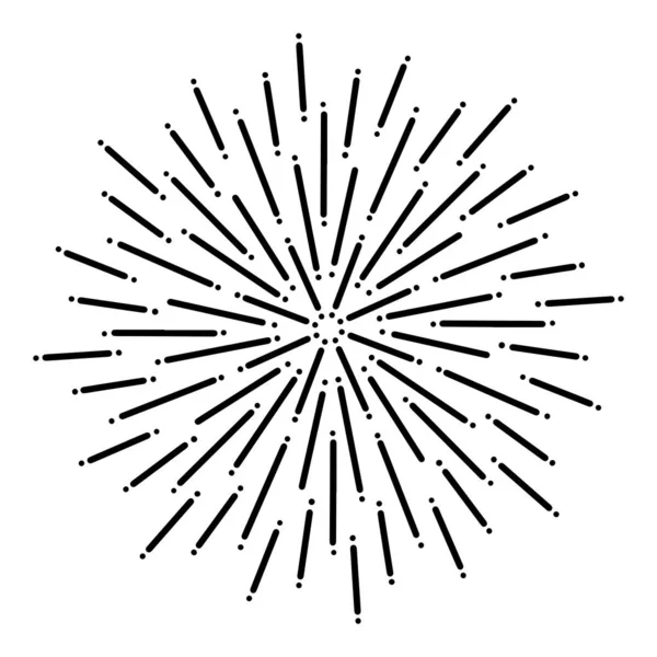 Vintage Sunburst Exploze Handdrawn Design Element Fireworks Černé Paprsky — Stockový vektor