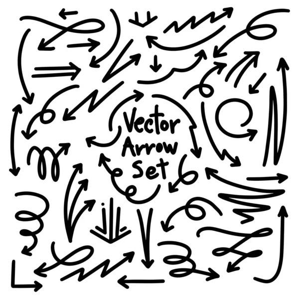 Illustration Grunge Sketch Handmade Watercolor Doodle Vector Arrow Set — Stock Vector