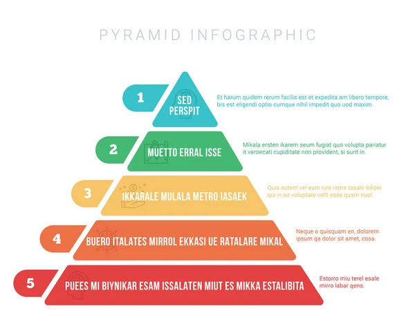 Handgezeichnete Hierarchiepyramide Vier Ebenen Und Schritten Mit Beschreibung Daneben Und — Stockvektor