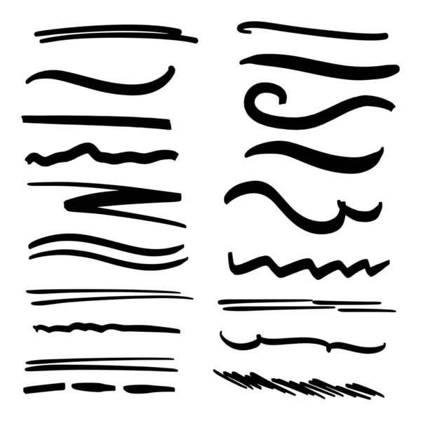 Ensemble Pinceaux Marqueurs Style Doodle Dessinés Main — Image vectorielle
