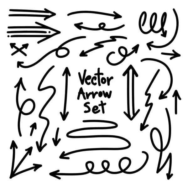 Illustratie Van Grunge Schets Handgemaakte Aquarel Doodle Vector Pijl Set — Stockvector