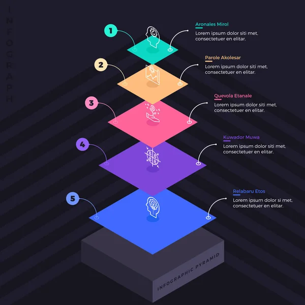 Infographic Elementen Met Stappen Beschrijving Ernaast — Stockvector