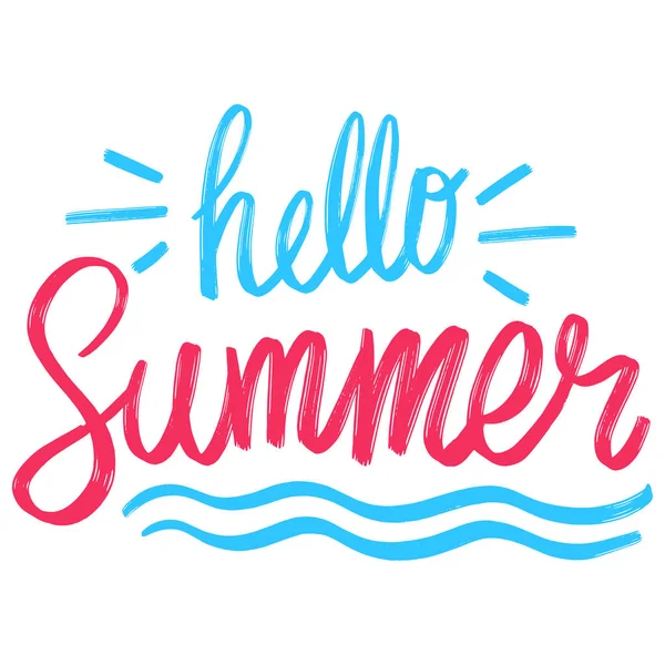 Hello Summer Typographic Inscription Vector Illustration — Stock Vector