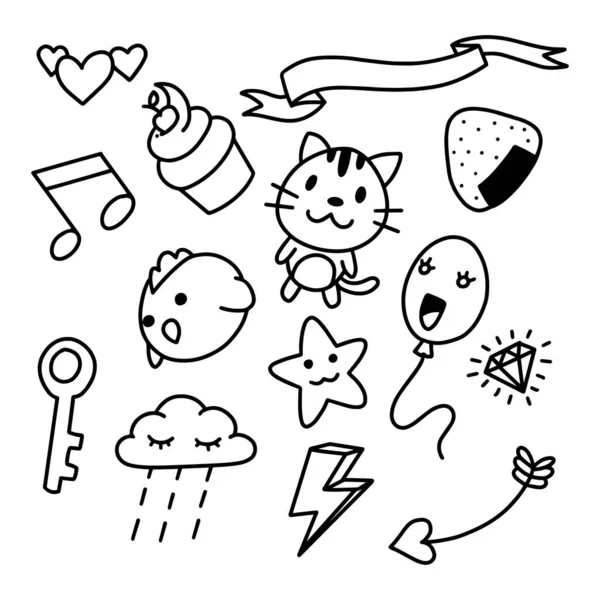 Garabatos Dibujados Mano Varios Niños Cosas Estilo Dibujos Animados — Vector de stock