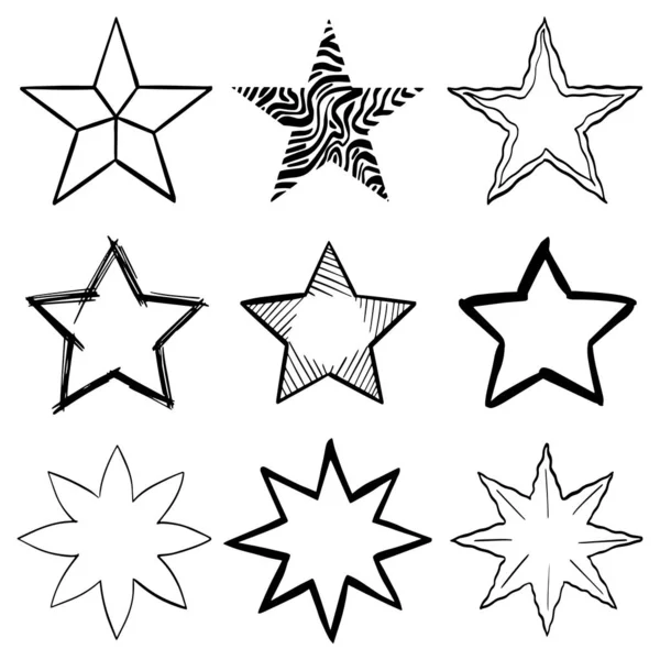 Patrón Estrellas Geométricas Modernas Vector Star Pattern Fondo Dibujado Mano — Vector de stock