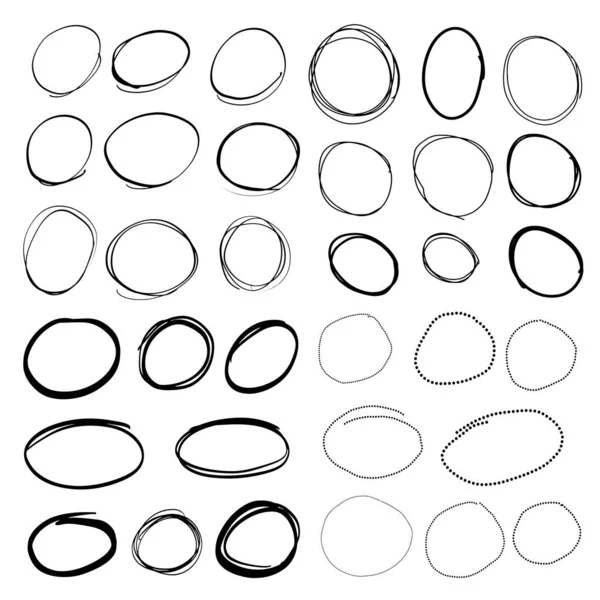 Σετ Σκίτσο Από Μαύρο Χέρι Που Ζωγραφίσθηκε Κύκλο Διάνυσμα Κυκλική — Διανυσματικό Αρχείο