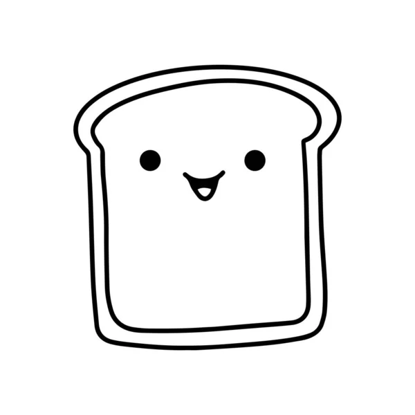 Lindo Kawaii Ilustración Rebanada Pan Con Mantequilla Dibujo Dibujos Animados — Vector de stock