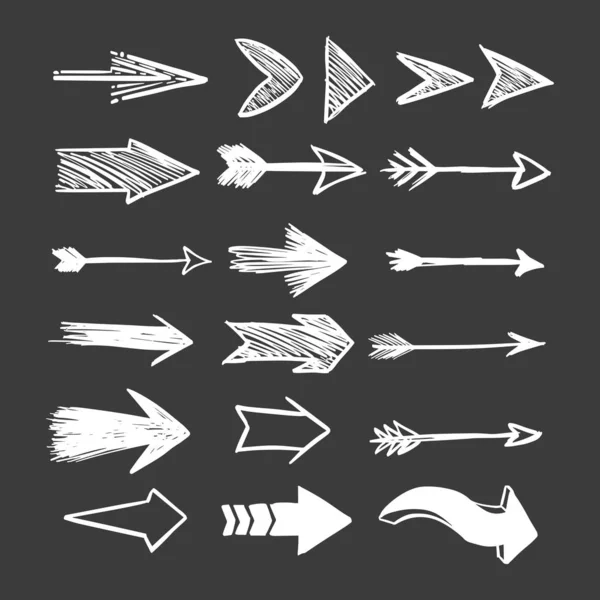 Illustration Grunge Sketch Aquarelle Main Doodle Vector Arrow Set Collection — Image vectorielle