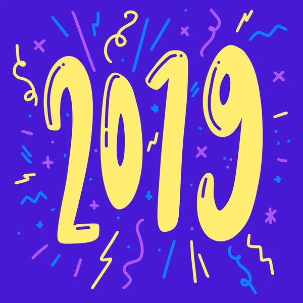 2019 Happy New Year Decorated Text Splashy Motion Style Background — Stock Vector