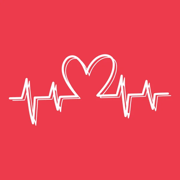 Herzschlag Linie Cardio Minimalen Stil Symbol Symbol Von Hand Gezeichnet — Stockvektor