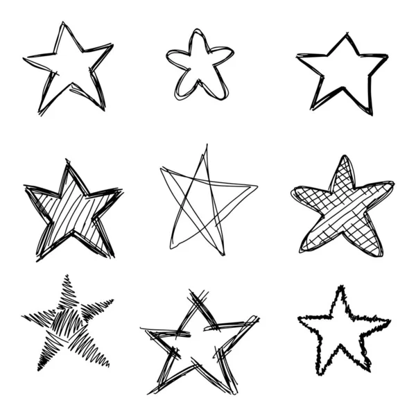 Modern geometrik yıldız deseni. Elle çizilmiş vektör yıldız desen arka plan 