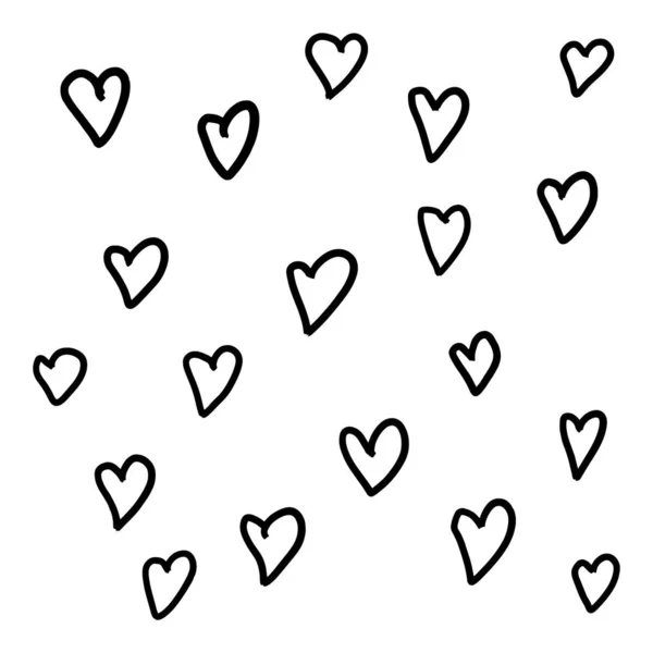 一套九只手拉心 手绘粗标记心脏隔离在白色背景 为你的平面设计提供矢量图解 — 图库矢量图片
