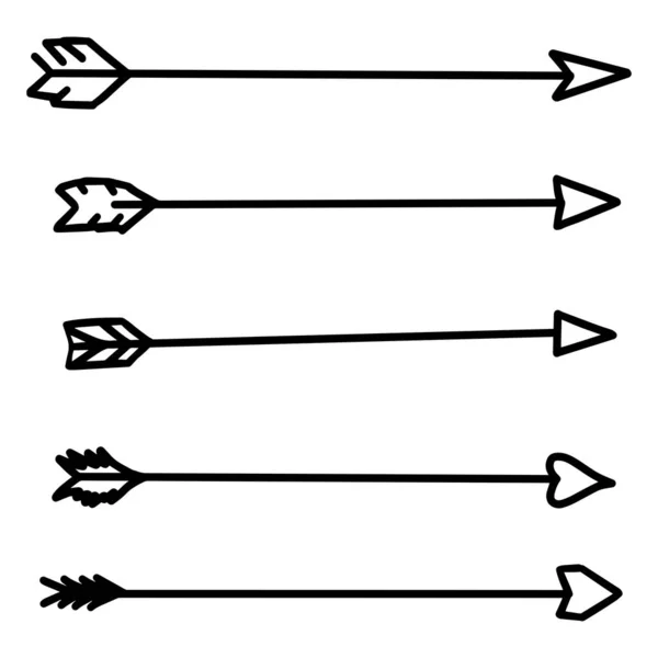 Ensemble Flèches Vectorielles Dessinées Main Dans Style Doodle Avec Des — Image vectorielle