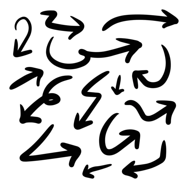Illustration Grunge Sketch Aquarelle Main Doodle Vector Arrow Set Eps — Image vectorielle