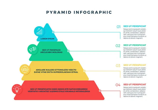 Hiérarchie Colorée Pyramide Éléments Infographie Avec Étapes Description Côté Vector — Image vectorielle