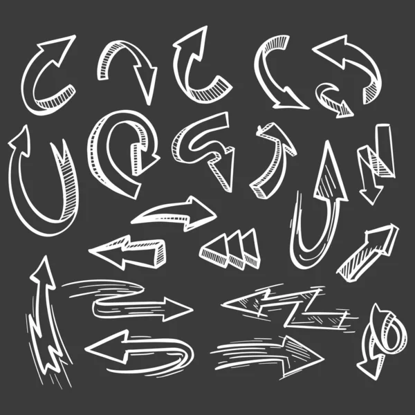 Grunge Sketch手工制作的水彩弹箭头集集合说明 — 图库矢量图片