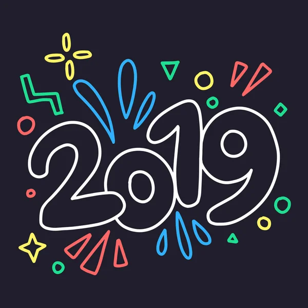 2019 Happy New Year Decorated Text Splashy Motion Style Background — Stock Vector