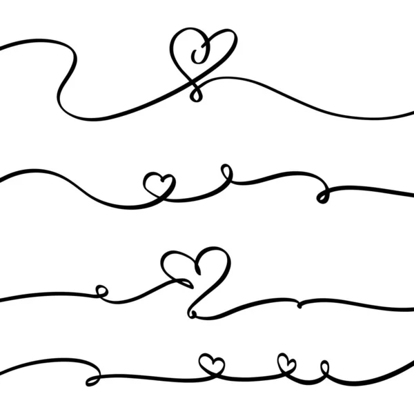 Набір Сердець Намальованих Лінією Ізольованих Фоні Може Використовуватися Вітальних Листівок — стоковий вектор