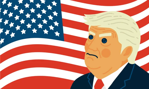 Washington Febrero 2019 Presidente Donald Trump Vector Ilustración Caricatura Retrato — Archivo Imágenes Vectoriales