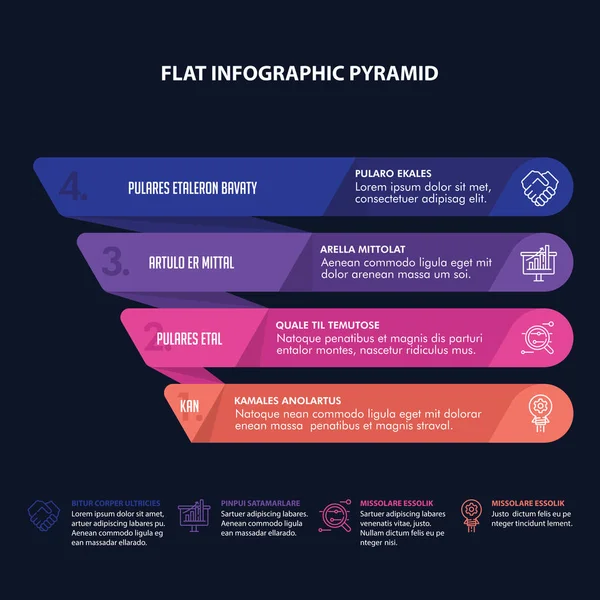 Színes Hierarchia Piramis Infographic Elemek Lépések Leírás Mellette — Stock Vector