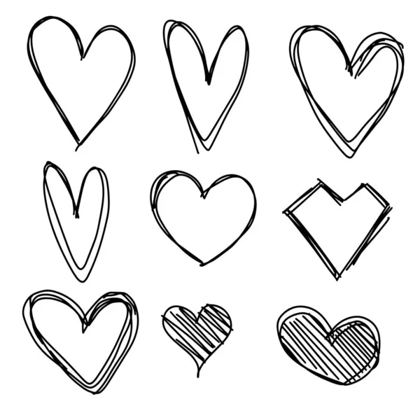 Handdrawn Hearts Isolated White Background Vector Illustration Your Graphic Design — Stock Vector