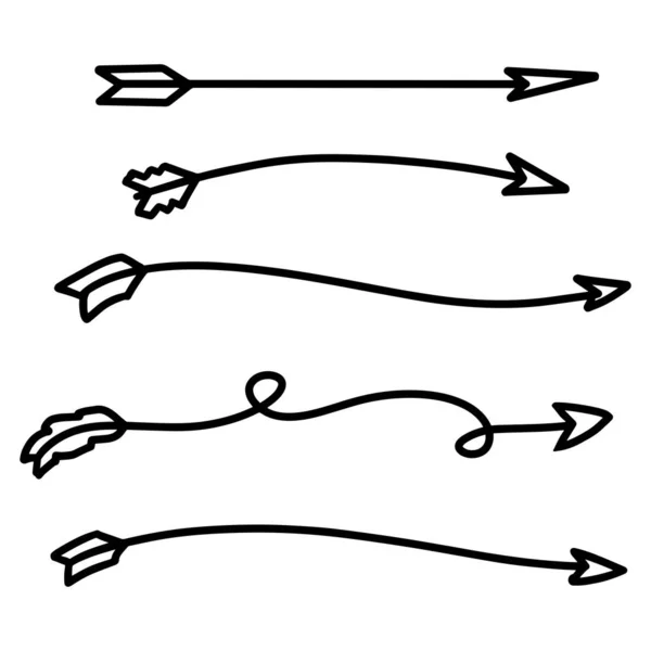 Set Frecce Vettoriali Disegnate Mano Stile Doodle Realizzate Con Pennelli — Vettoriale Stock