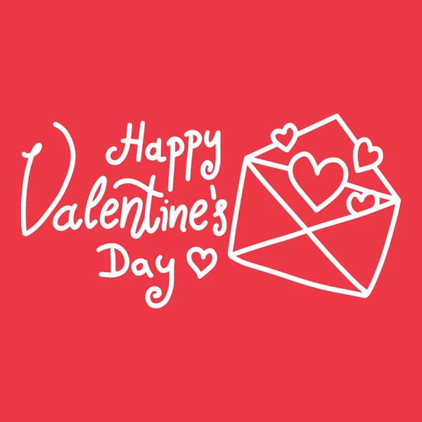 Fröhlicher Valentinstag Von Hand Gezeichnete Glückwunschkarte Mit Buchstaben Und Herzen — Stockvektor