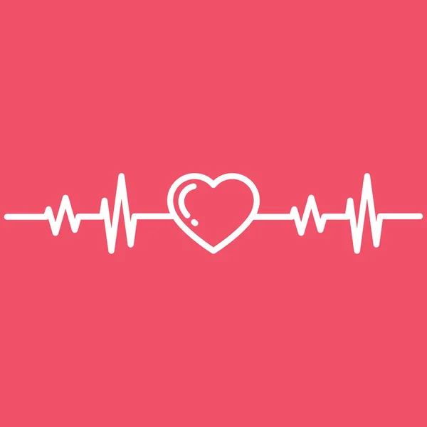 Heartbeat Line Cardio Minimal Stil Simge Sembolü — Stok Vektör
