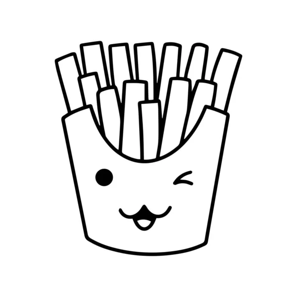 Papas Fritas Ilustradas Comida Rápida Comida Chatarra Comida Callejera Con — Vector de stock