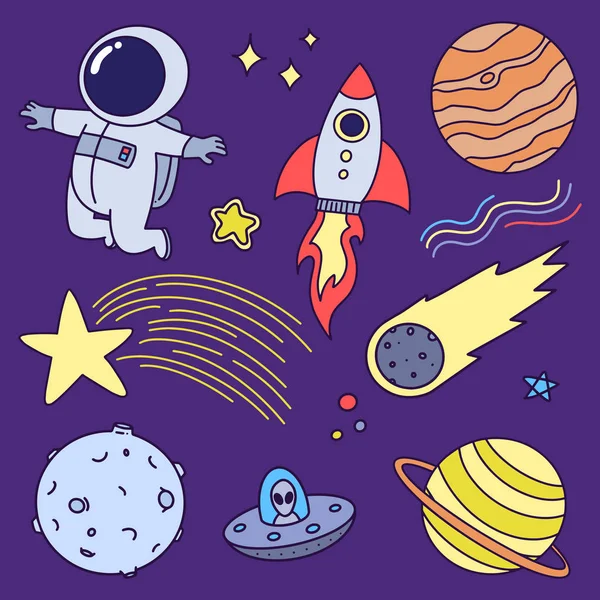 Cute Space Illustrations Vector — Stock Vector