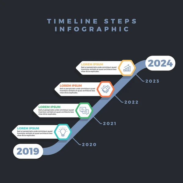 Инфографическая Хронология Роста Бизнес Шагов Годы Цифры Иконки Информация Баннере — стоковый вектор