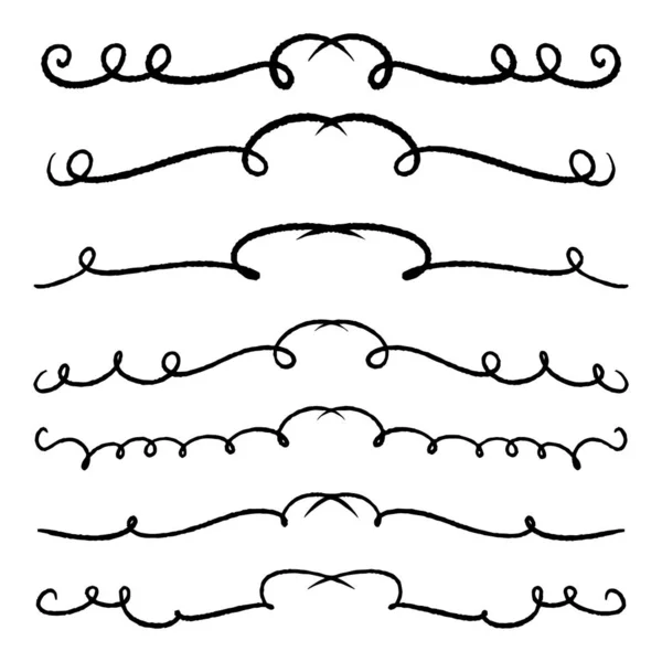 Samling Handritade Virvlar Och Kurvor Design Element Ornament För Bröllops — Stock vektor