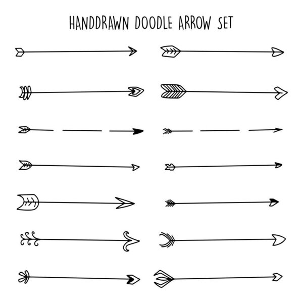 Illustration of Grunge Sketch Handmade Watercolor Doodle Vector Arrow Set EPS