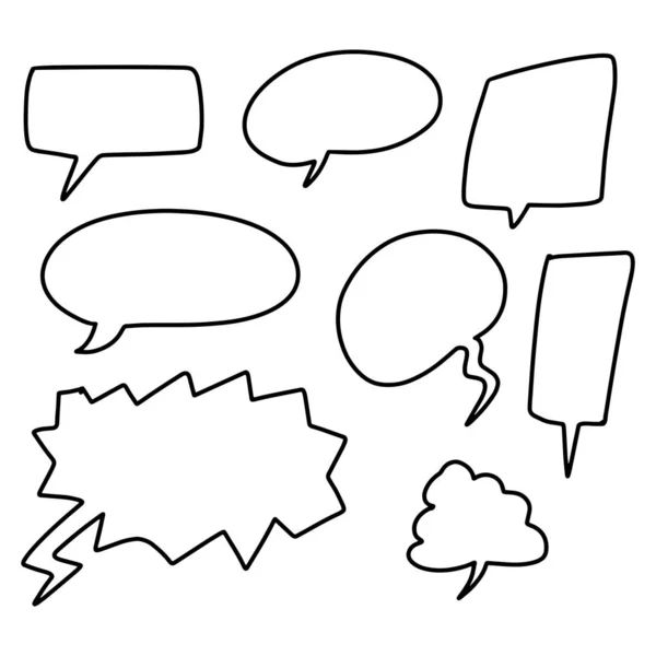 Set Hand Drawing Bubble Speech Talk Simple Communication Bubble — Stock Vector