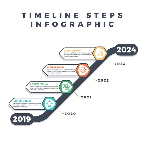 Инфографическая Хронология Роста Бизнес Шагов Годы Цифры Иконки Информация Баннере — стоковый вектор