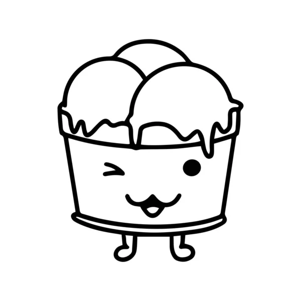 Ilustrované Zmrzlinové Krédo Fast Food Podřadné Jídlo Pouliční Jídlo Roztomilým — Stockový vektor