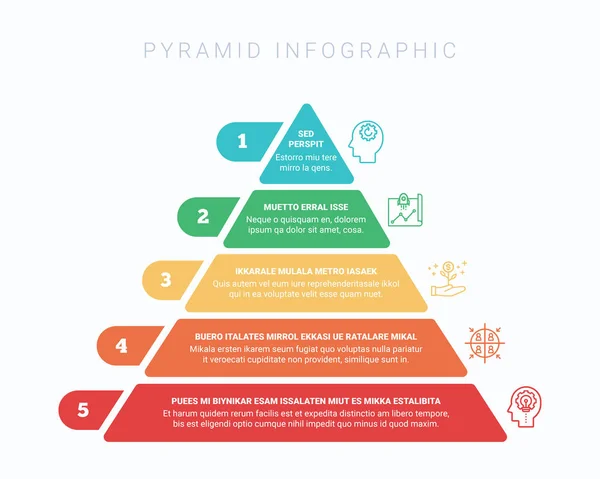 Handgetekende Hiërarchie Piramide Vier Niveaus Stappen Met Beschrijving Ernaast Daaronder — Stockvector