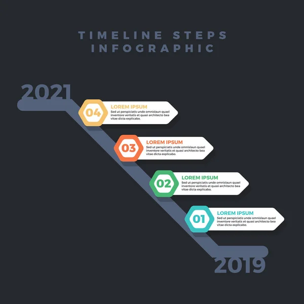 Инфографическая Хронология Роста Бизнес Шагов Годы Цифры Иконки Информация Баннере — стоковый вектор