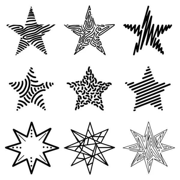 Patrón Estrellas Geométricas Modernas Vector Star Pattern Fondo Dibujado Mano — Vector de stock