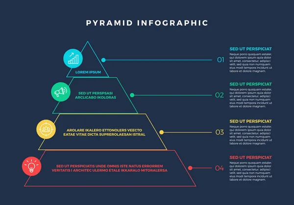 Hiérarchie Colorée Pyramide Éléments Infographie Avec Étapes Description Côté Vector — Image vectorielle