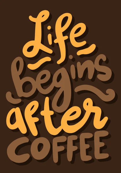 コーヒーに関する朝の引用と手書きのテキストポスター — ストックベクタ