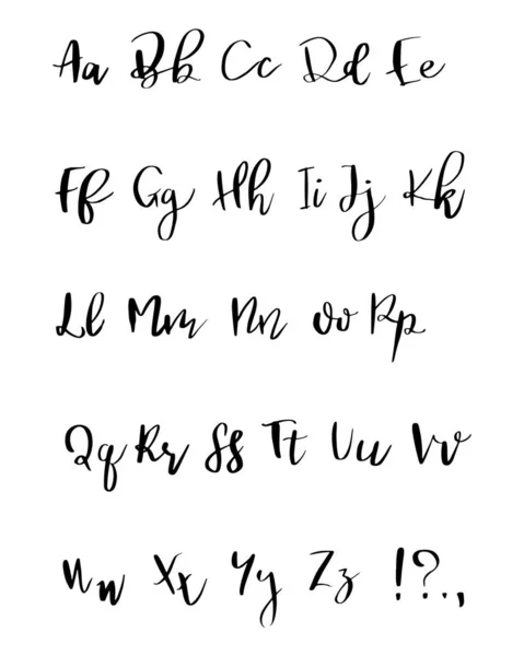 Modern Calligraphy Lowercase Alphabet Handdrawn Abc Lettering Line Script Font — Stock Vector