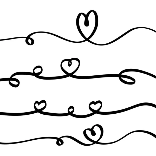 Набір Сердець Намальованих Лінією Ізольованих Фоні Може Використовуватися Вітальних Листівок — стоковий вектор